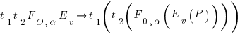 t_1 t_2 F_{O,alpha} E_v  right t_1(t_2(F_{0,alpha}(E_v(P))))